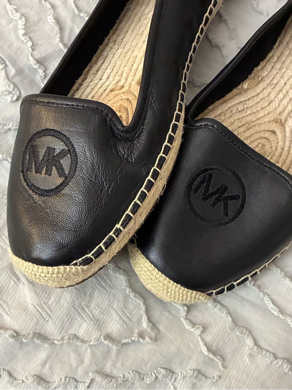Michael Kors Dylyn Espadrille Size 10 M Black Leather Upper Flat Women’s Shoes